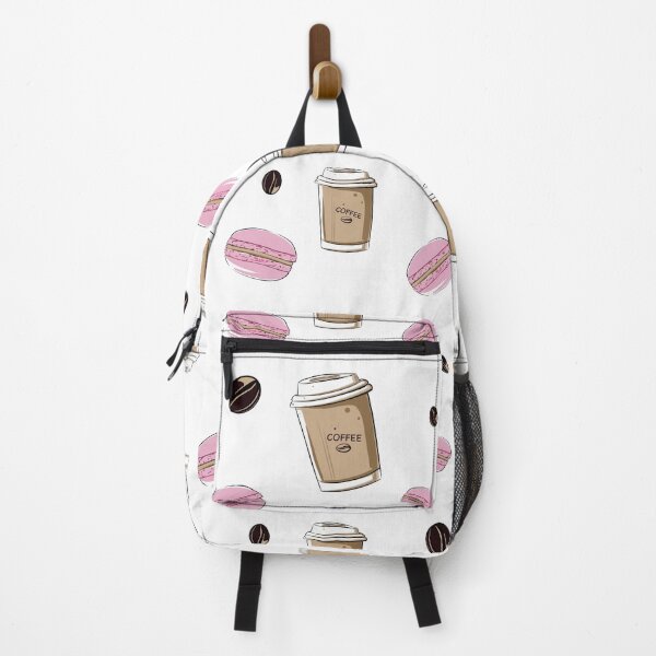 Item preview, coffee and macaroni pattern on a white background designed and sold by Aksena.