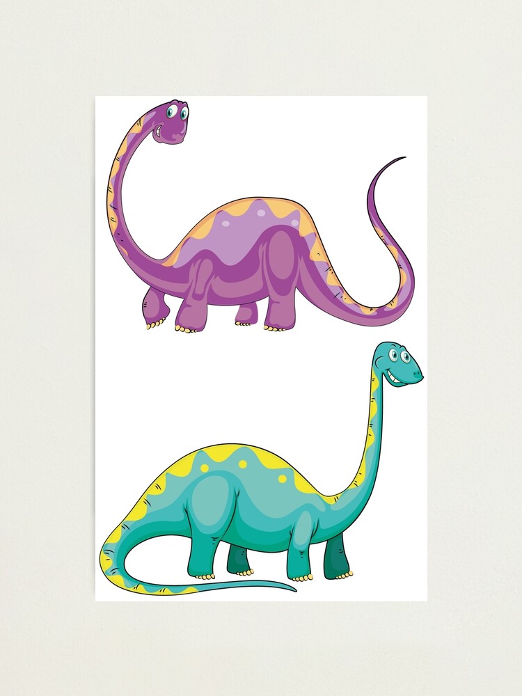 Long Neck Dino Stickers & Magnets Two Dinosaur enjoying Nature In Jurrassic  Park. Masks | Photographic Print