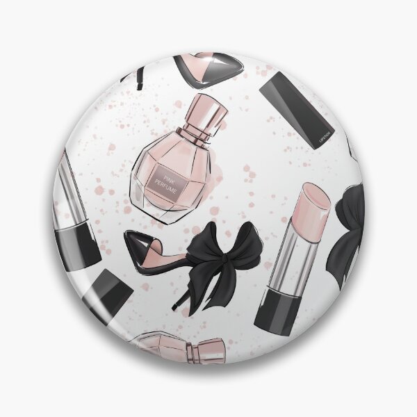 Item preview, pattern with perfume, lipstick and shoes in pink and black tones designed and sold by Aksena.