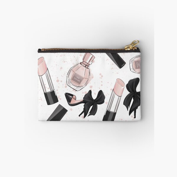 Item preview, pattern with perfume, lipstick and shoes in pink and black tones designed and sold by Aksena.