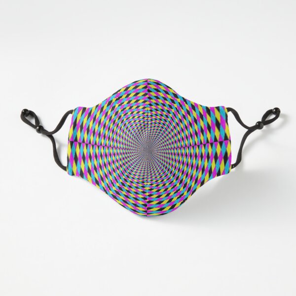 fitted Masks, Colorful vortex spiral, hypnotic cmyk background, optical illusion Fitted 3-Layer