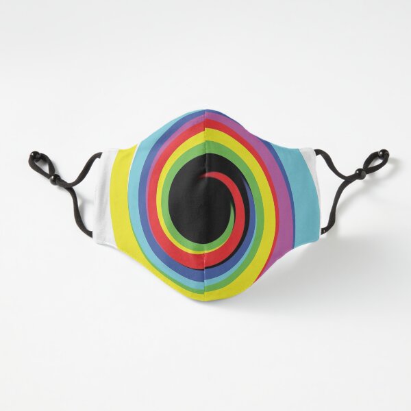 fitted Masks, #OpArt #OpticalArt #Rainbow, #design, vortex, creativity, bright, target, horizontal, color, circle, multi colored Fitted 3-Layer
