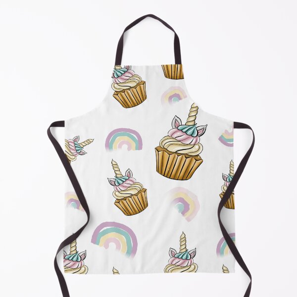 Item preview, pattern with cupcakes and a rainbow on a white background designed and sold by Aksena.