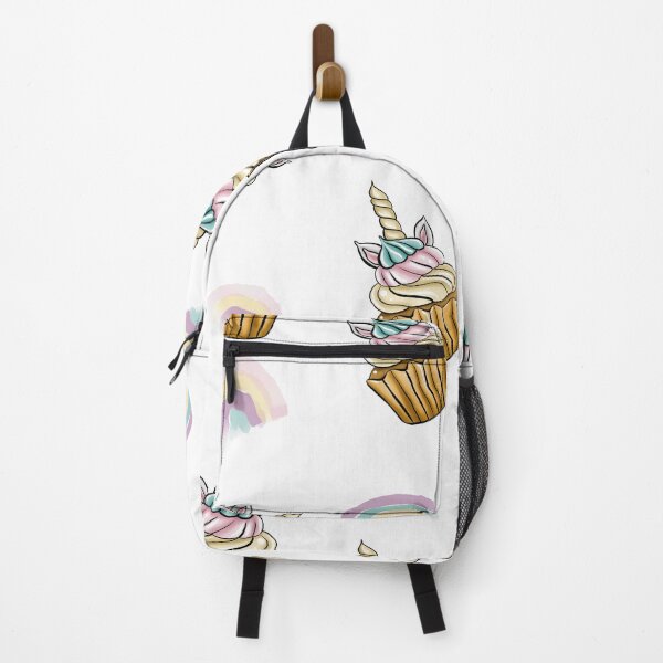 Item preview, pattern with cupcakes and a rainbow on a white background designed and sold by Aksena.