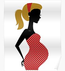 Pregnant woman silhouette Illustration Poster