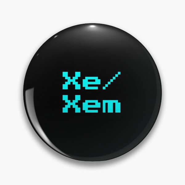 Item preview, Xe/Xem neon blue retro 8 bit font cyberpunk pin designed and sold by Mal H.