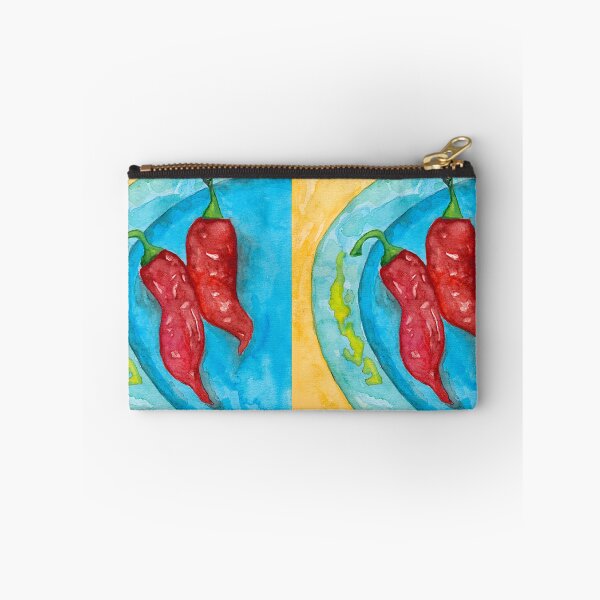 Item preview, Red Chillies on a Blue Plate in Watercolour designed and sold by Julie Pickering.