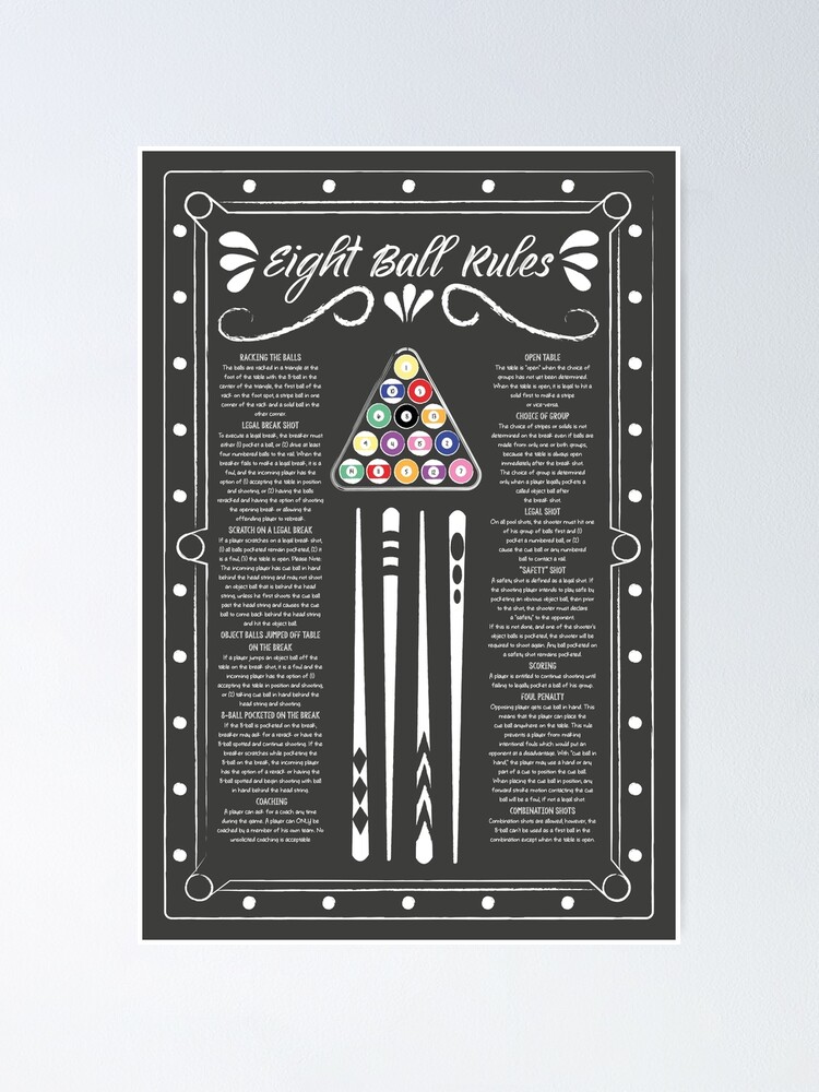 8-ball rules poster Art Board Print for Sale by Courtney Nicholls