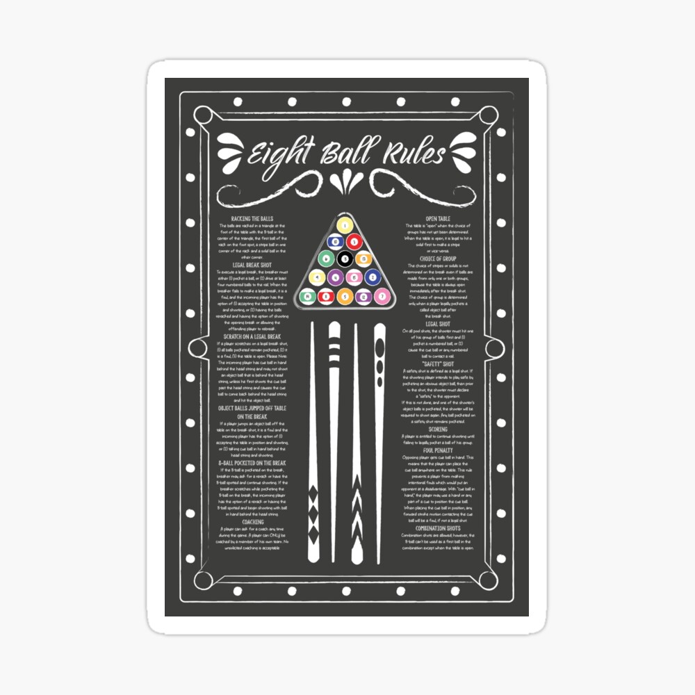 8-ball rules poster Magnet for Sale by Courtney Nicholls
