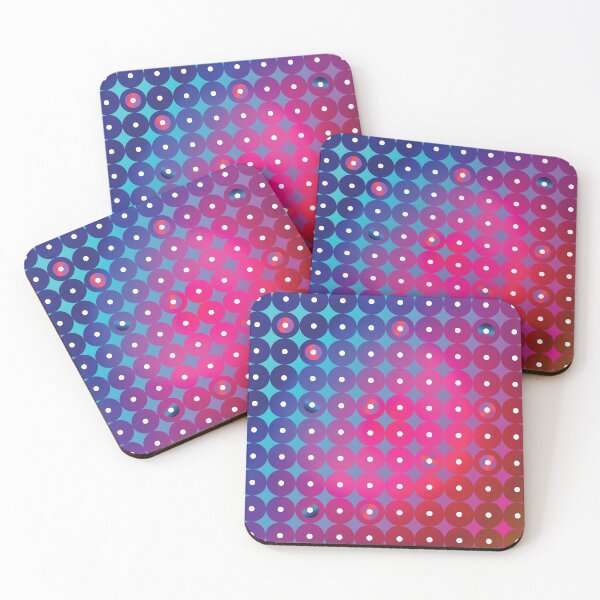 Item preview, Abstract futuristic circles with white dots inside in blue, pink and red palette designed and sold by IngaDesign.