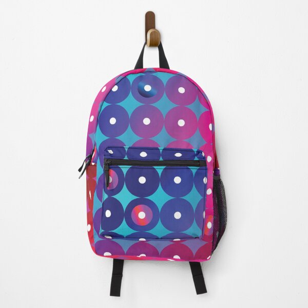 Item preview, Abstract futuristic circles with white dots inside in blue, pink and red palette designed and sold by IngaDesign.