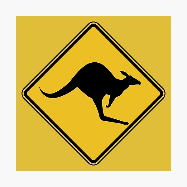 Caution Kangaroo Sign Photographic Print