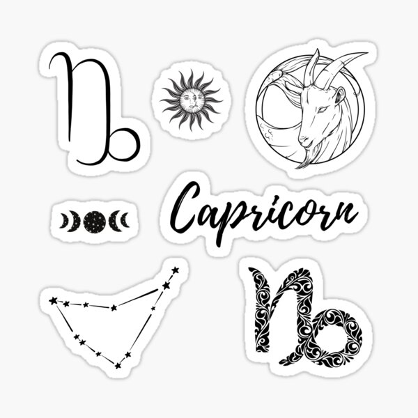 Sticker Zodiaque capricorne signe blanc noir
