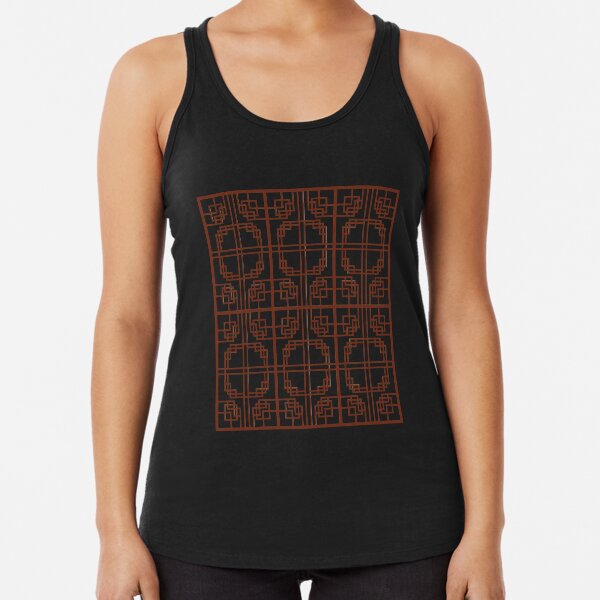 Item preview, Korean Traditional Brown Rectangle Pattern Style 2 on Black BG designed and sold by FollowtheOrigin.