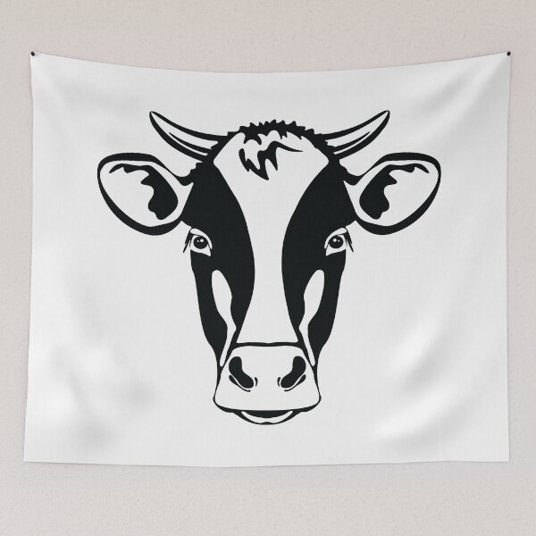 Item preview, Cow with horns Black and White Cow head Farm Animal face designed and sold by KateBilous.