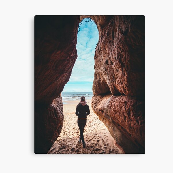 Girl in Cave, Sand Stone Latvia Canvas Print