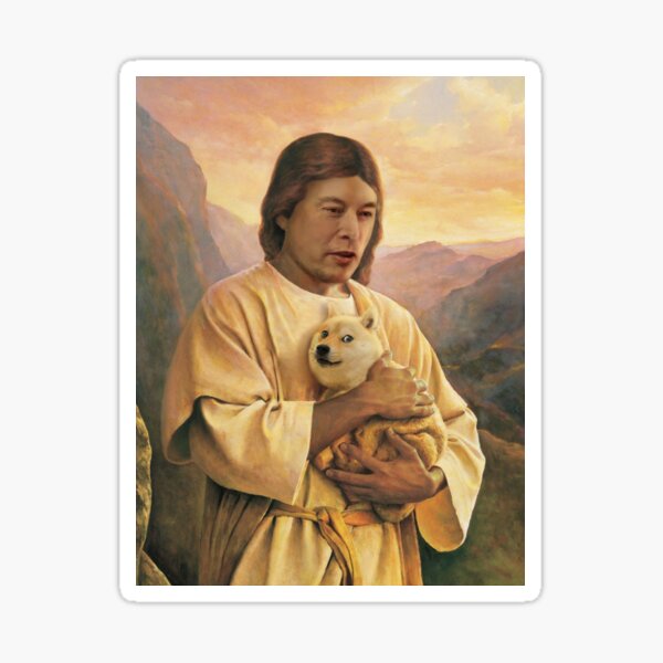 Elon holding Dogecoin Sticker