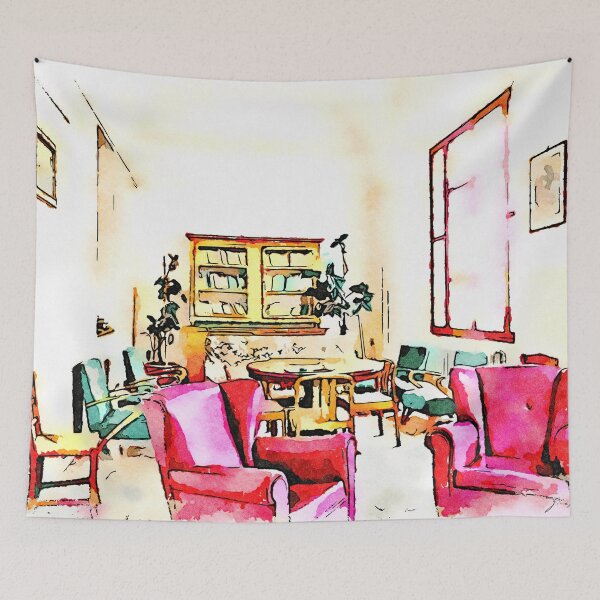 Item preview, Istituto Emiliani: sitting room with red armchairs designed and sold by Giuseppe Cocco.