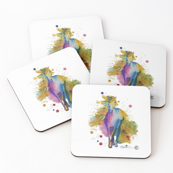 Item preview, Horse in watercolor, colored freedom designed and sold by Maryse-Montron.