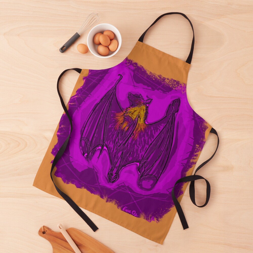 Batzilla- Mother/Baby, holding tight 2 - by Ewa Oz Apron