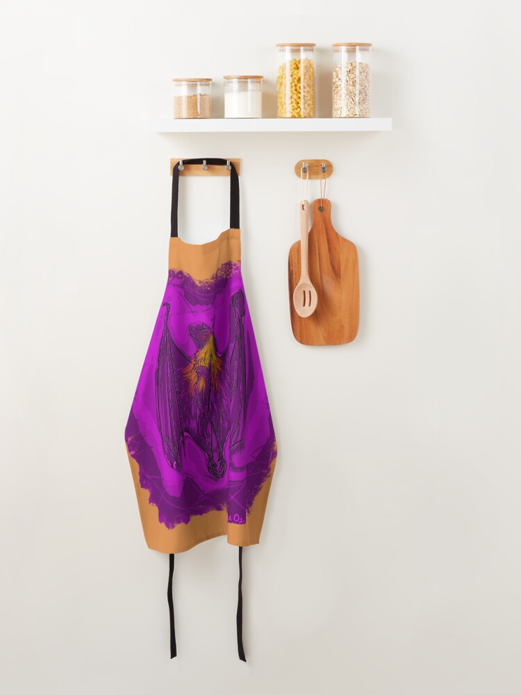 Alternate view of Batzilla- Mother/Baby, holding tight 2 - by Ewa Oz Apron
