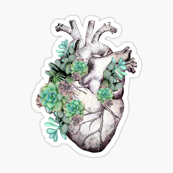 Item preview, Human Heart and succulent plant flower, succulent lover, Plants lovers designed and sold by Collagedream.