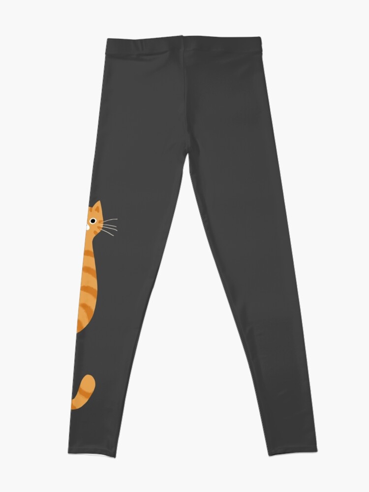 Alternate view of Orange Tabby Cat Hanging On | Funny Striped Cat Leggings
