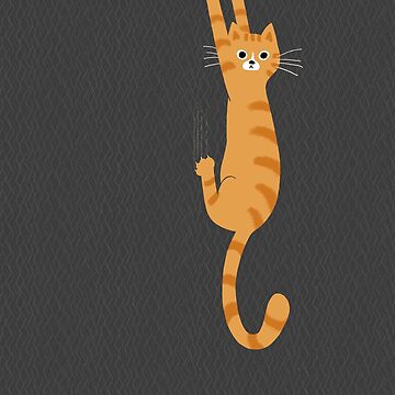 Artwork thumbnail, Orange Tabby Cat Hanging On | Funny Striped Cat by Jenn Inashvili
