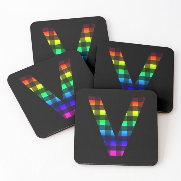 Item preview, The Letter V - Monogram in Rainbow and Black Buffalo Plaid designed and sold by Bumblefuzzies.