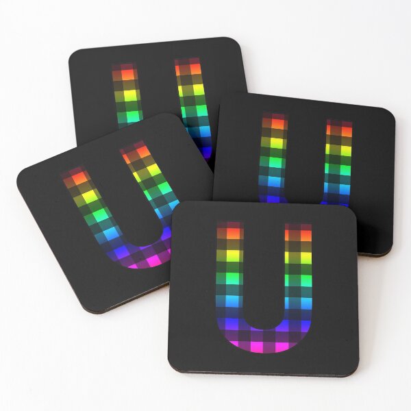 Item preview, The Letter U - Monogram in Rainbow and Black Buffalo Plaid designed and sold by Bumblefuzzies.