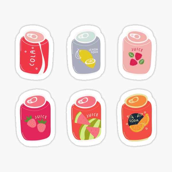 “Soda Can Juice Drink Sticker Pack - Cute Simple Colorful Designs