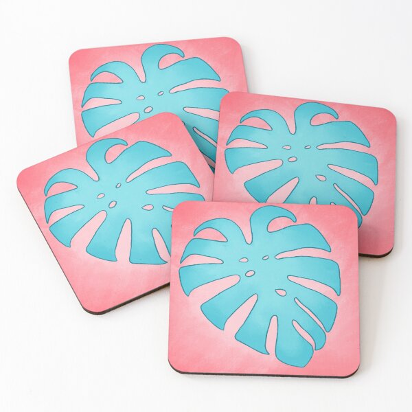 Item preview, Pink and blue monstera leaf designed and sold by BrutalaBerit.