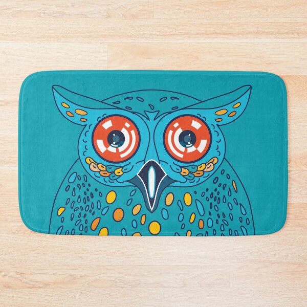 Item preview, Friendly thoughtful night owl with big binocular eyes in turquoise designed and sold by IngaDesign.