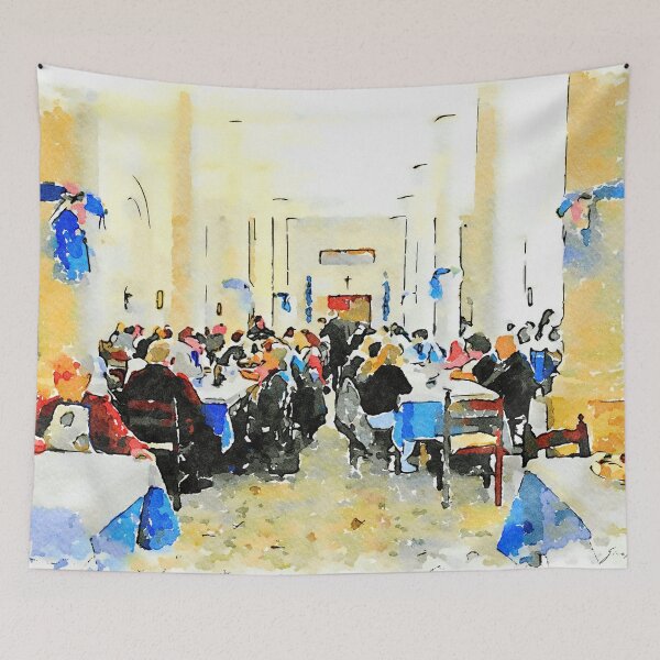 Item preview, Istituto Emiliani: elderly people at the table designed and sold by Giuseppe Cocco.