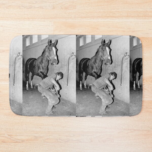 Item preview, 2704/ 5 Nostalgie " Le Haras du Pin " Finition 2021 " (2) le Maréchal-ferrant en action  (n&b)(h) Olavia-Olao Okaio Créations designed and sold by o.okaïo.