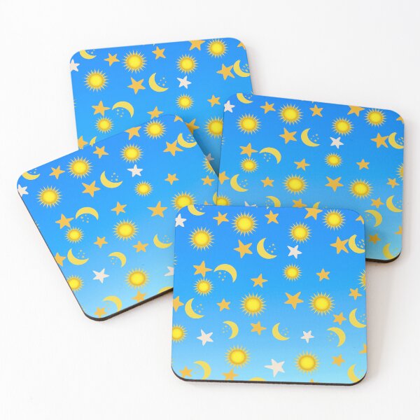 Item preview, Sun, Moon, Stars on sky blue background designed and sold by TheCatmeow2000.