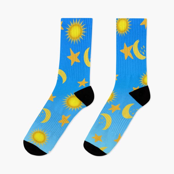 Item preview, Sun, Moon, Stars on sky blue background designed and sold by TheCatmeow2000.