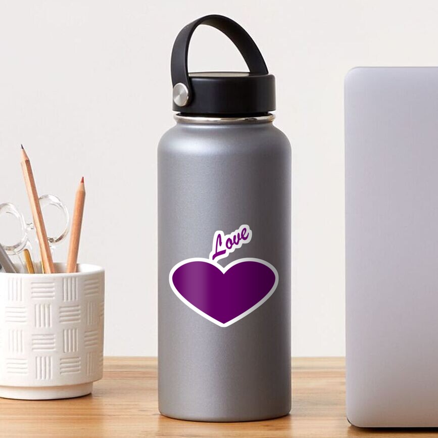 Purple heart saying Love Sticker