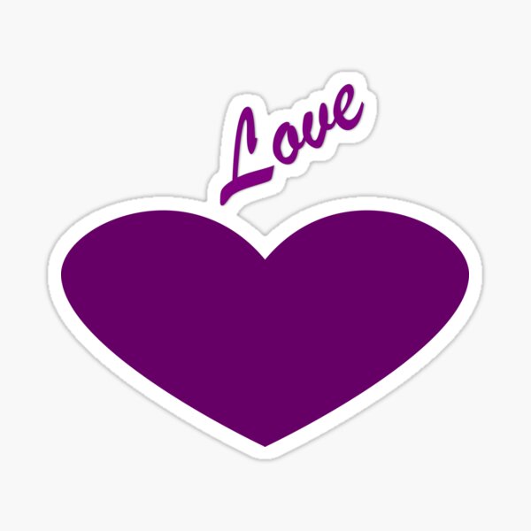 Purple heart saying Love Sticker
