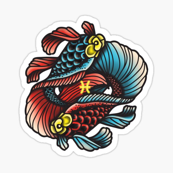 Pisces Fish Tattoo Design with Cupid's Arrow – LuckyFishArt