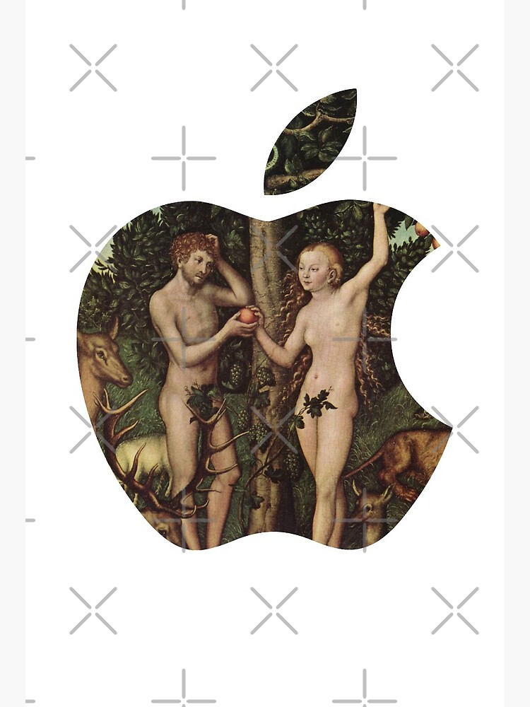 Nude cartoon Eve with red apple' Sticker