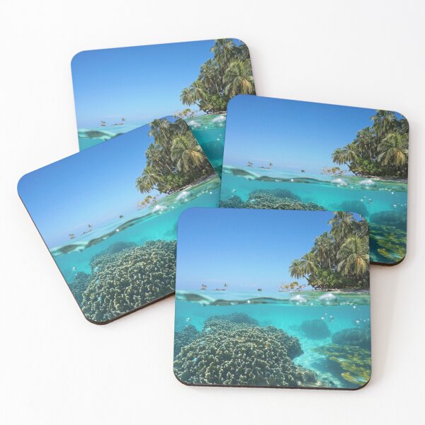 Item preview, Over-under sea tropical shore and coral underwater designed and sold by Seaphotoart.
