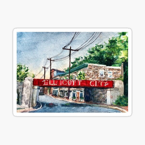 Item preview, Old Ellicott City Bridge Watercolor Painting designed and sold by artistnxtdoor.
