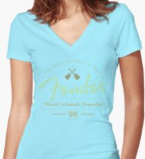 Fender - The Spirit of Rock 'N' Roll (Green) Women's Fitted V-Neck T-Shirt