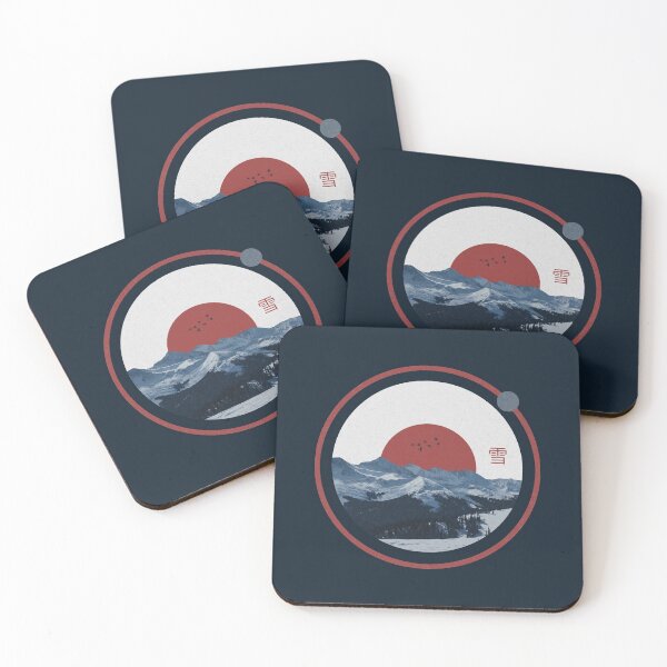 Item preview, Vintage nature panorama of beautiful mountains in front of a red sun designed and sold by dominic0925.