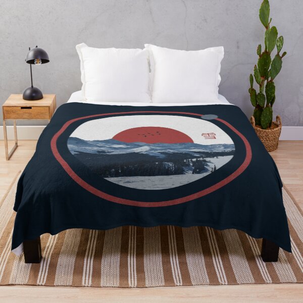 Item preview, Vintage nature panorama of beautiful mountains in front of a red sun designed and sold by dominic0925.