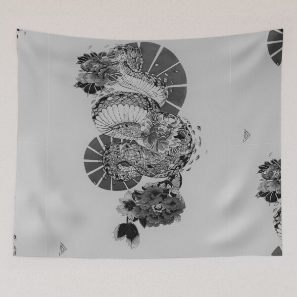 Item preview, Centered B&W Japanese snake designed and sold by mcac1d.