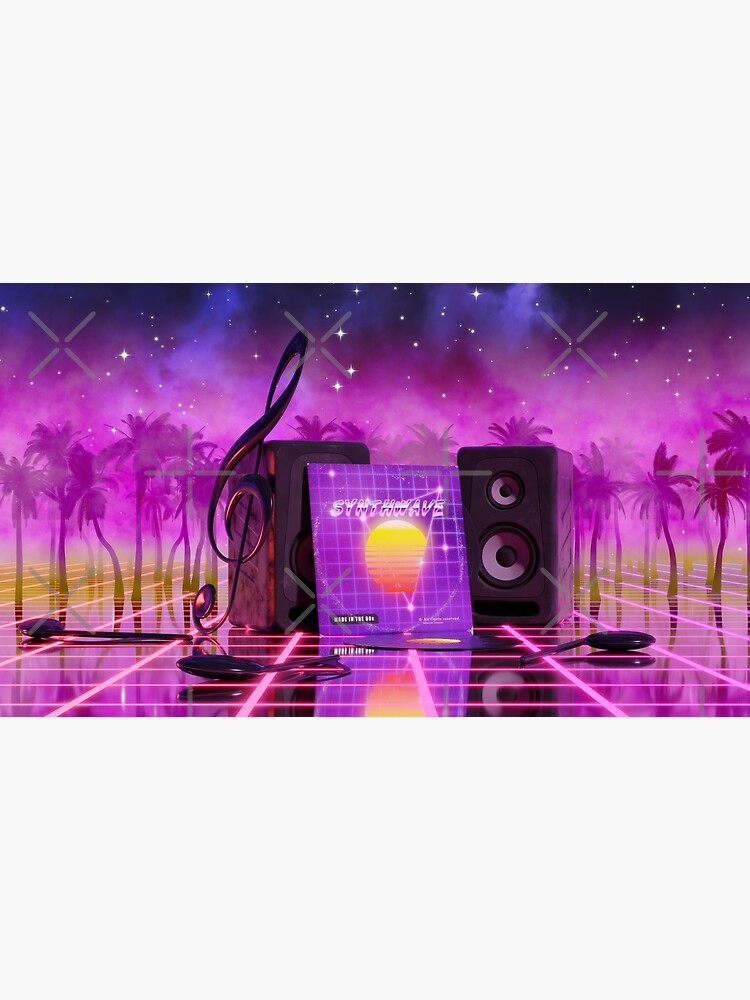 Synthwave music in music land with palm trees by GaiaDC