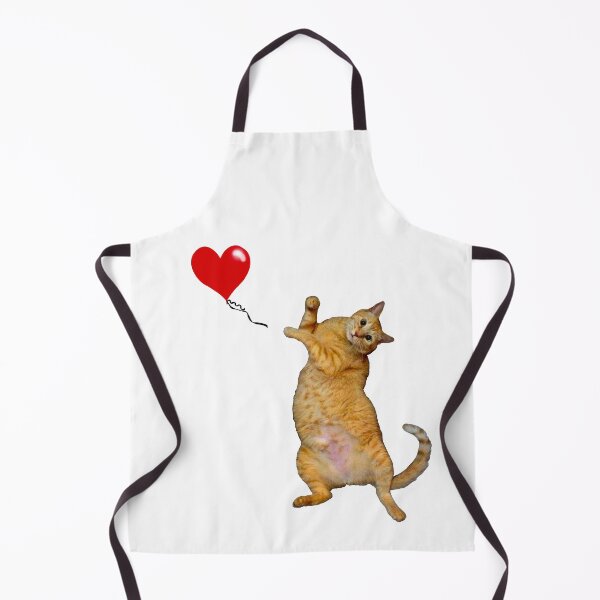 Item preview, Ginger cat setting red heart balloon aloft. designed and sold by RawSunArt.
