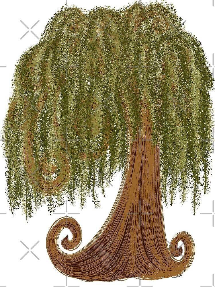 Magic Weeping Willow Tree White Background Art - Art Print